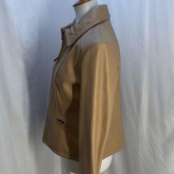 NWT Vtg Pelle Studio Wilsons Leather Jacket tan Sz L Butter soft lined - Picture 3 of 11